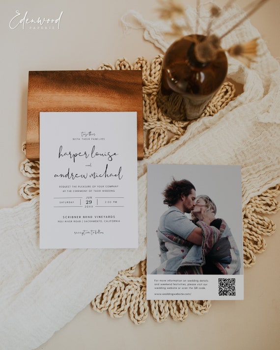 QR Code Wedding Invitation Template Modern Wedding Invitation - Etsy