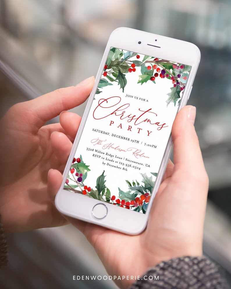 Digital Christmas Invitation Electronic Christmas Invite Etsy