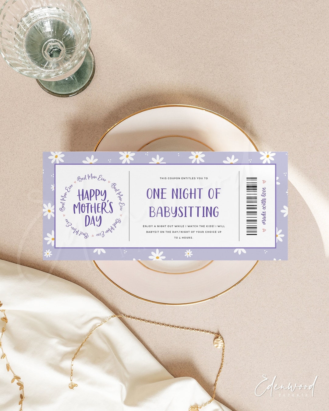 Editable Mother's Day Coupon Template, Mother's Day Gift Certificate ...