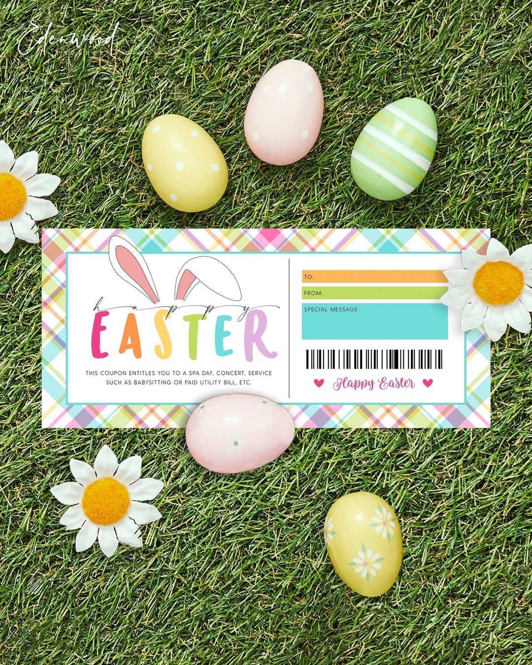 Easter Coupon Easter Bunny Coupon Printable Easter Coupon