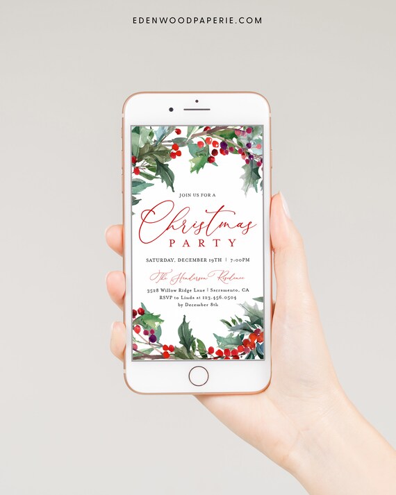 Digital Christmas Invitation, Electronic Christmas Invite, Jingle and Mingle Christmas Party Invite, Holiday Cocktail Party Evite, Templett