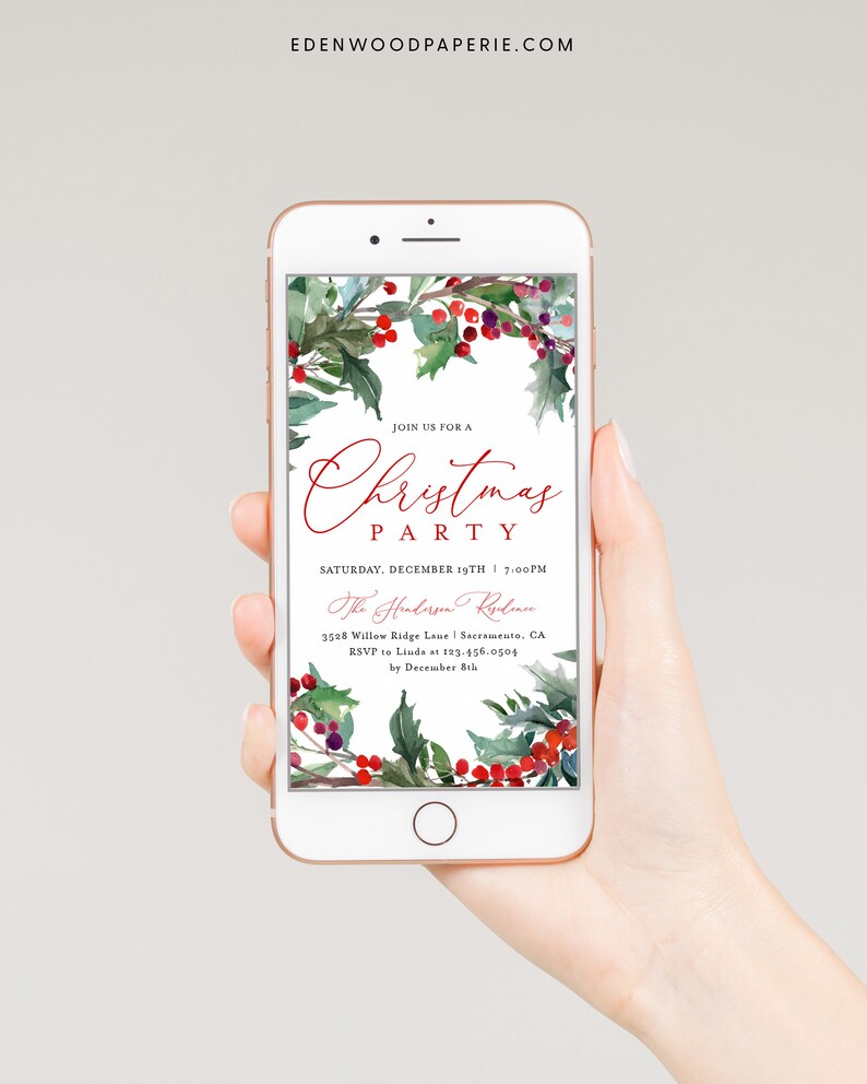 Digital Christmas Invitation Electronic Christmas Invite Etsy