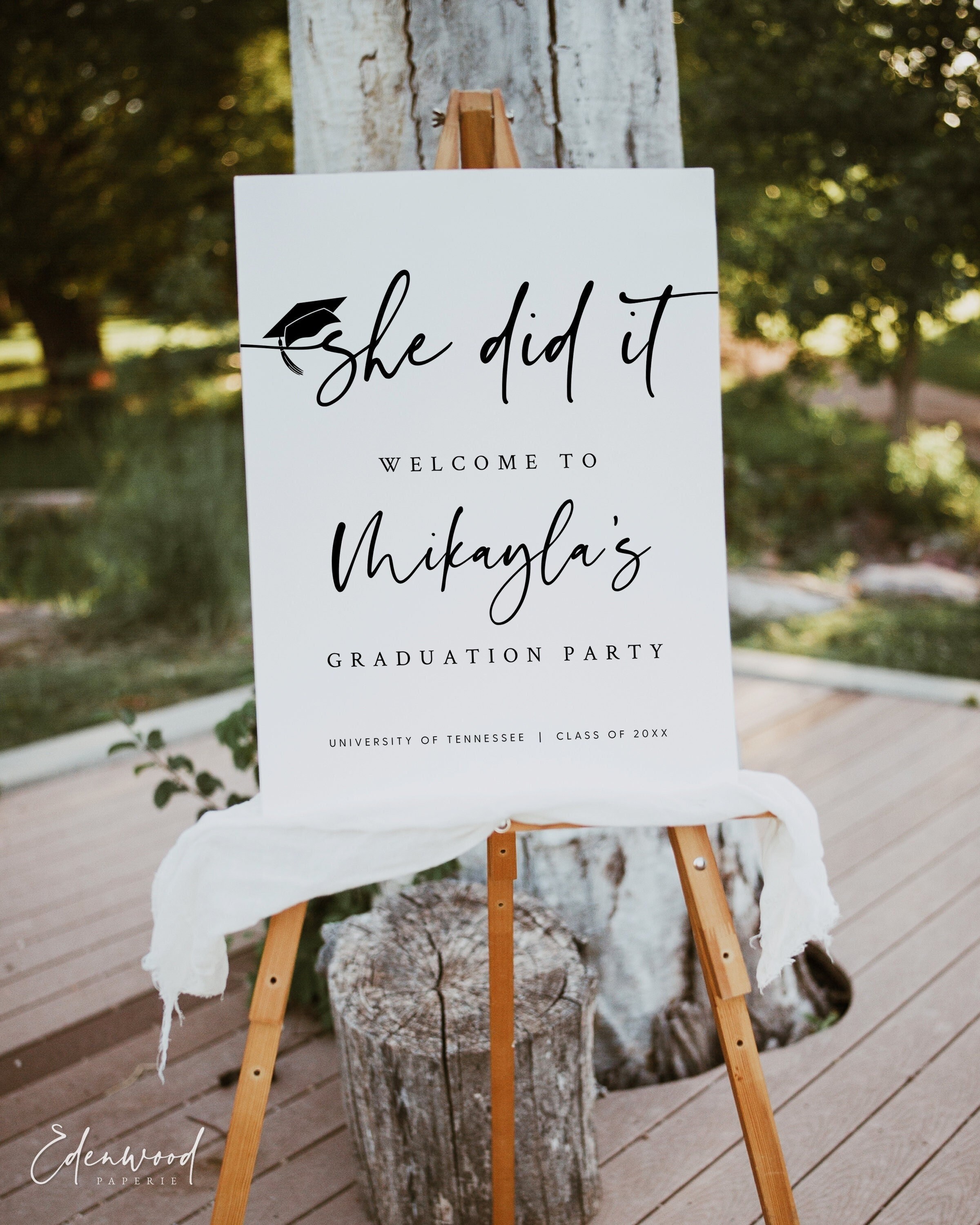 She Did It Graduation Welcome Sign Template, Printable Graduation Party Welcome Sign, Editable Graduation Party Welcome Sign, Templett