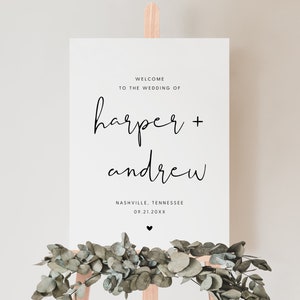 Wedding Welcome Sign, Minimalist Welcome Wedding Sign Template, Printable Wedding Welcome Sign, Editable Wedding Sign, Templett, #021