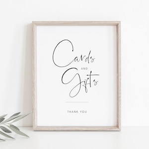 Cards and Gifts Wedding Table Sign (5x7&quot; & 8x10&quot;), Minimalist Cards and Gifts Sign, Printable Wedding Gifts Table Sign, Templett, #012
