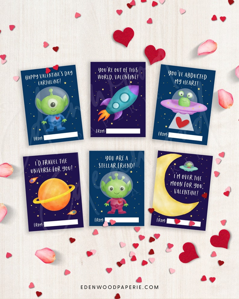 Printable Space Valentine's Day Cards Classroom - Etsy