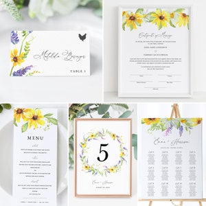 Wildflower Wedding Invitation Template Bundle, Rustic Wedding Invitation Set, Printable Wedding Suite Download, Templett Wedding Set, 014 image 5