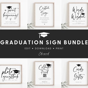 Graduation Signs Bundle, Printable Graduation Bundle, Graduation Table Signs, Editable Graduation Welcome Sign, Templett #GRD