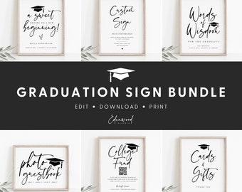 Graduation Signs Bundle, Printable Graduation Bundle, Graduation Table Signs, Editable Graduation Welcome Sign, Templett #GRD