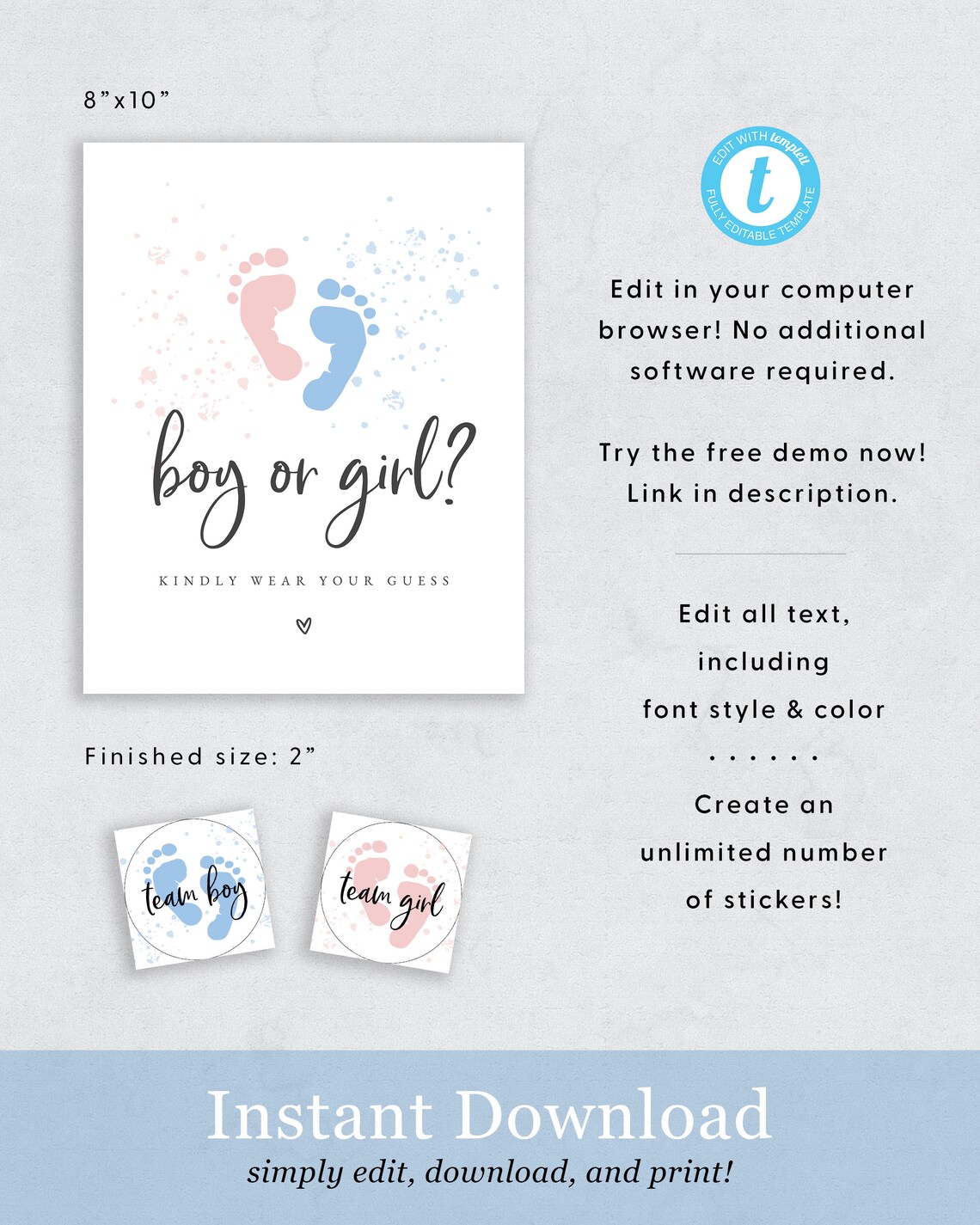 Gender Reveal Wear Your Guess Sign Template Gender Reveal | Etsy
