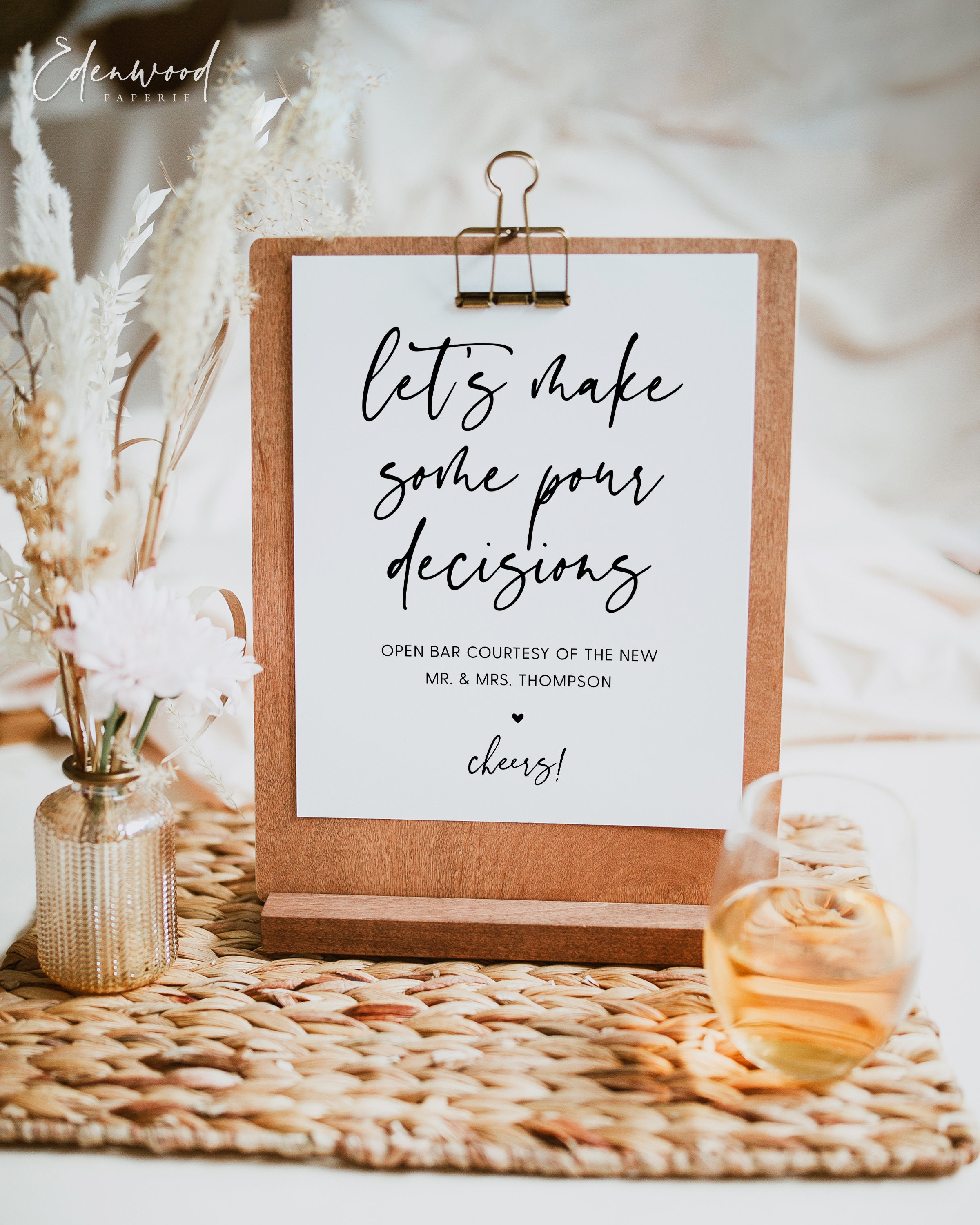 Wedding Open Bar Sign Printable Open Bar Sign Template | Etsy