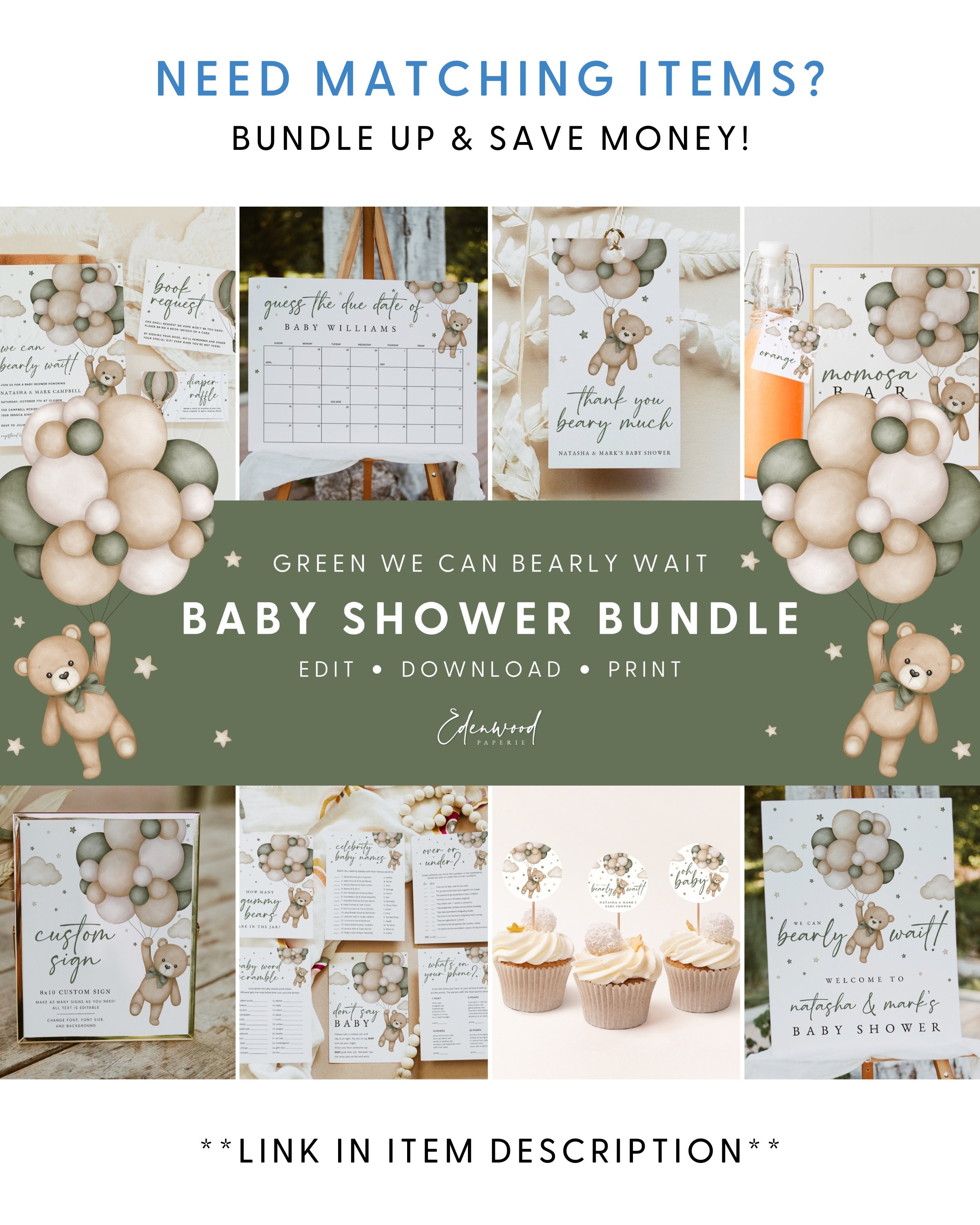 Gender Neutral We Can Bearly Wait Baby Shower Invitation, Teddy Bear ...