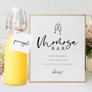 Baby Shower Momosa Bar Sign & Juice Tags, Printable Mimosa Sign and Juice Lables, Mimosa Bar Juice Tags, Instant Download, Templett, #05B