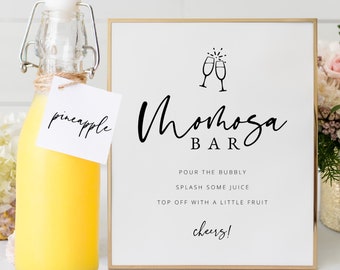 Baby Shower Momosa Bar Sign & Juice Tags, Printable Mimosa Sign and Juice Lables, Mimosa Bar Juice Tags, Instant Download, Templett, #05B