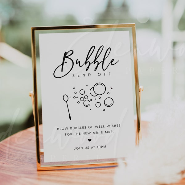 Bubble Send Off Sign, Afdrukbare Bruiloft Bubble Send Off Sign, Bewerkbare Newlywed Send Off Sign, Instant Download, Templett, #016