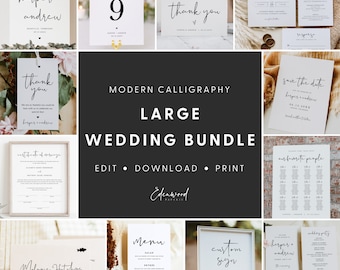 Modern Wedding Invitation Suite Bundle, Minimalist Wedding Invitation Set, Simple Wedding Template Bundle Download, Printable Templett, #021
