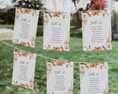 Fall Seating Chart Cards, Autumn Wedding Seating Template, Wedding Seating Table Cards, Instant Download, Templett, #010