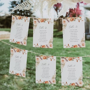 Herbst Sitzplan Tischkarten, Herbst Hochzeit Sitzplan Vorlage, Hochzeit Sitzplan Tischkarten, Instant Download, Templett, #010