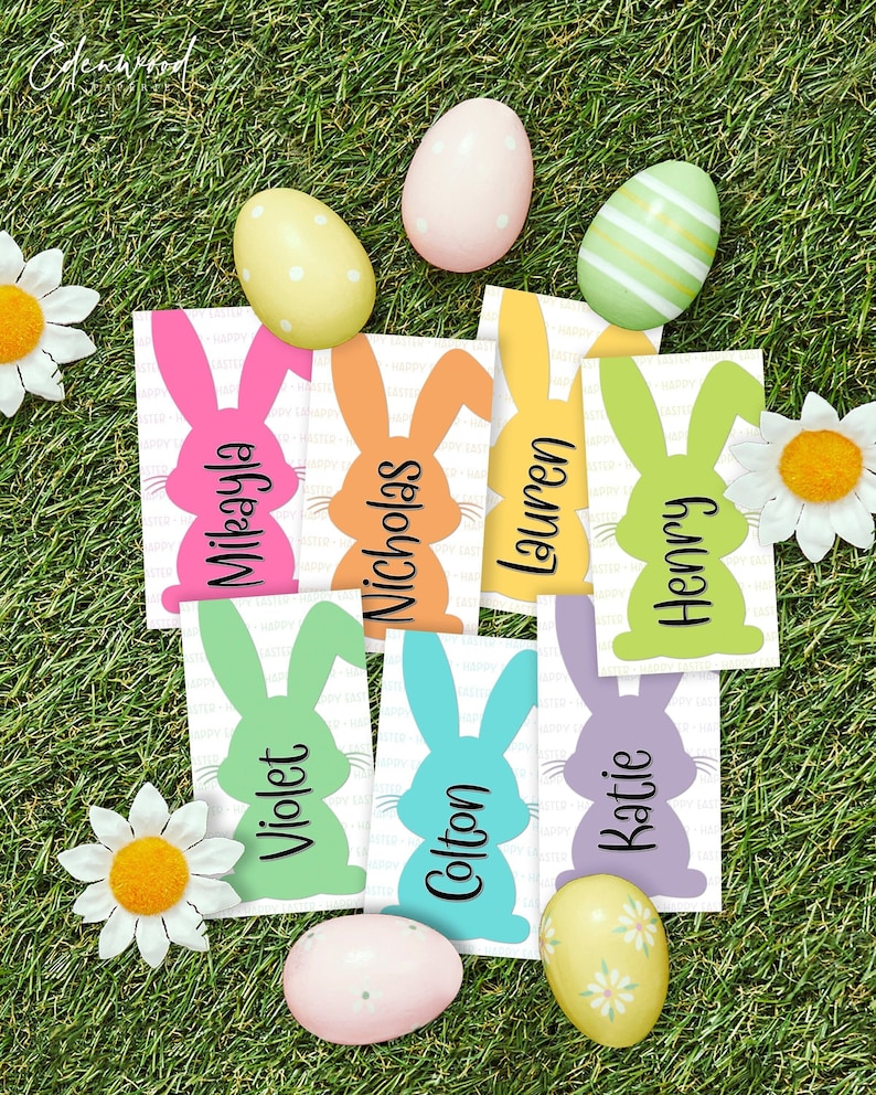 Easter Basket Tags, Personalized Easter Basket Tags, Printable Easter Basket Name Tags, Editable Easter Tag, Instant Download, Templett EAS image 1