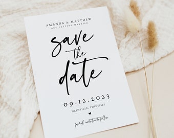 Modern Save the Date Template, Minimalist Save the Date Cards, Printable Save the Date Download, Editable Save the Date, Templett, #016