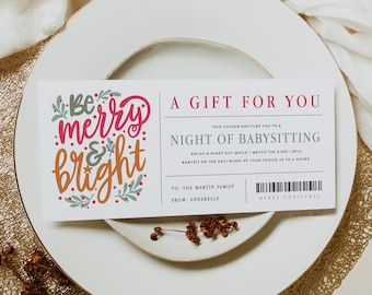 Christmas Gift Certificate Template, Printable Christmas Gift Coupon, Editable Christmas Gift Coupon, Christmas Holiday Gift, Templett