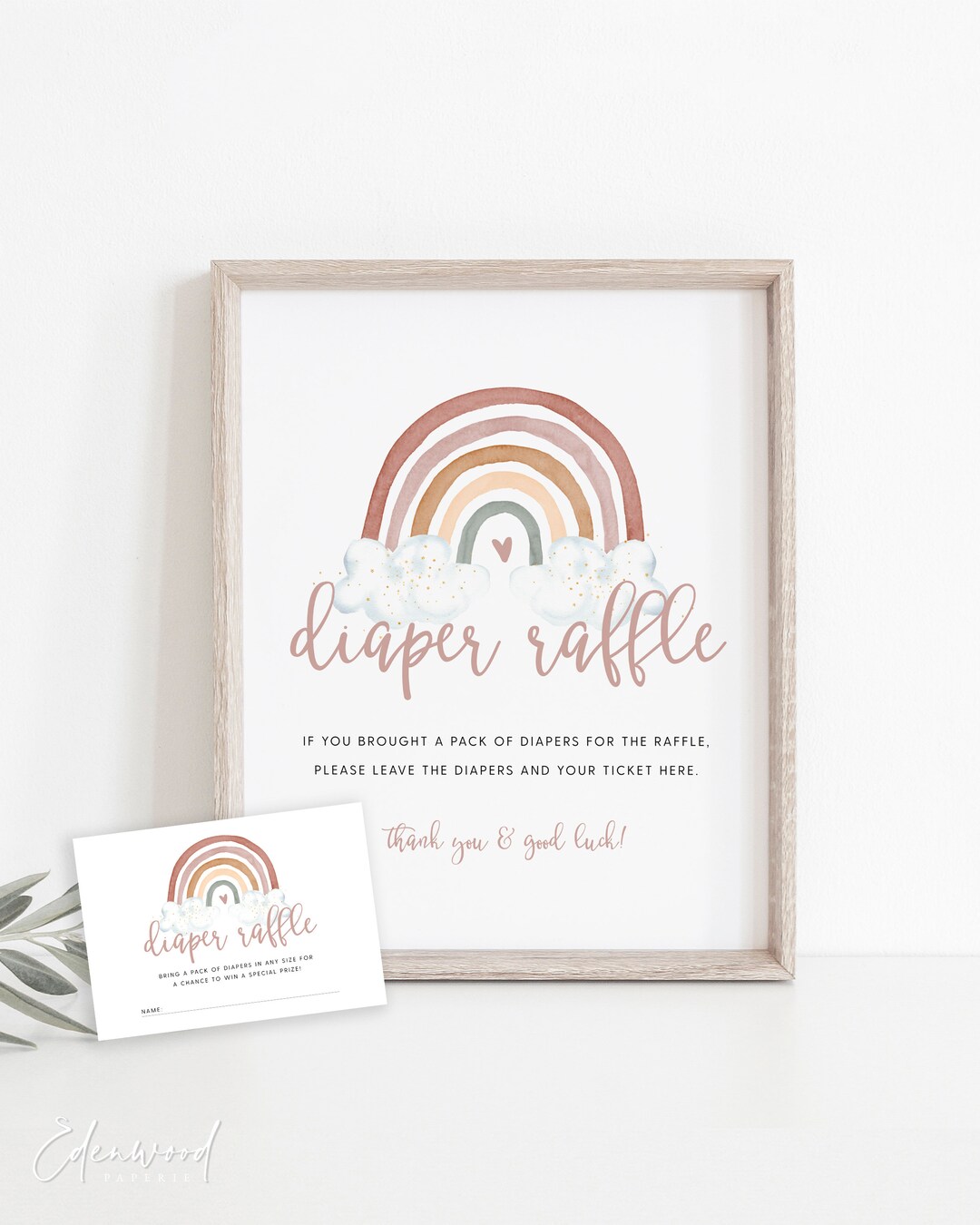 Boho Rainbow Baby Shower Diaper Raffle, Rainbow Baby Shower Diaper ...