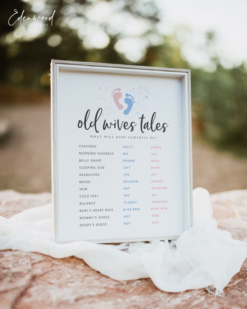 Gender Reveal Old Wives Tales Game, Old Wives Tales Gender Prediction Game, Baby Gender Guessing Game, Instant Download, Templett, GR1 image 1