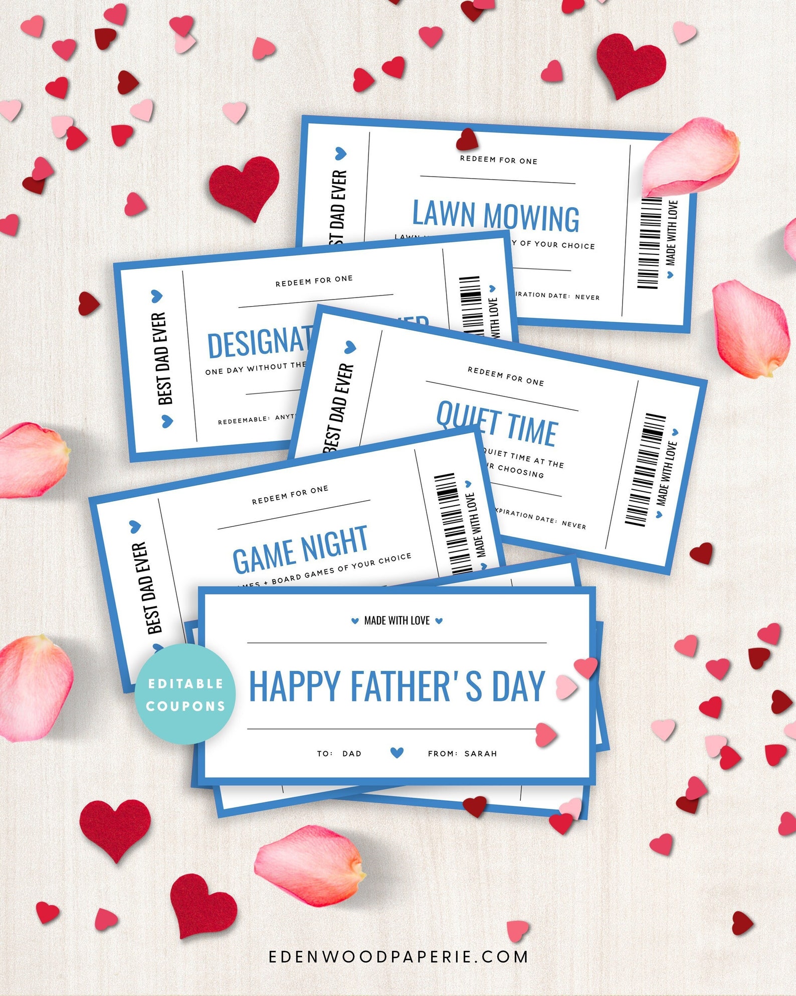 Fathers Day Coupon Book, Printable Coupon Book, Custom Coupon Book ...