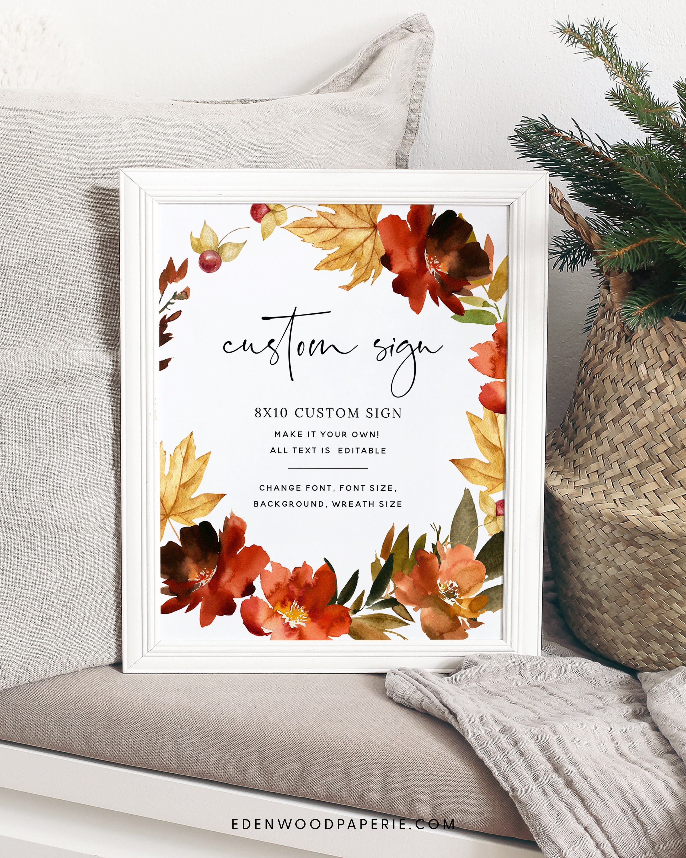 Fall Custom Sign Printable, 8x10 Custom Sign, Editable Custom Sign ...