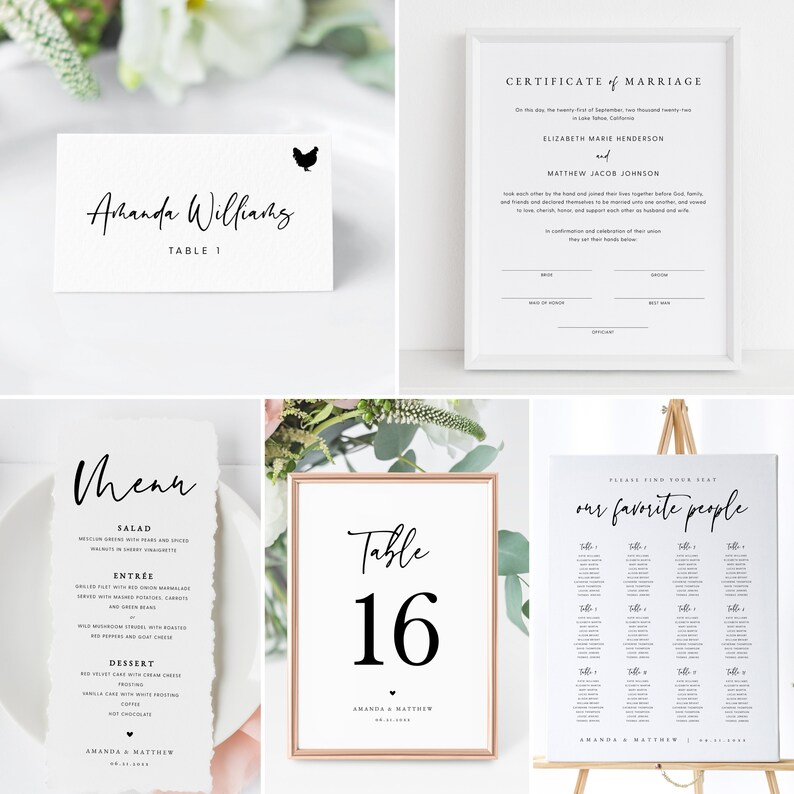 Puede incluir: Tarjeta de n&uacute;mero de mesa de boda con marco dorado rosado y texto negro. La tarjeta dice "Mesa 16" con un peque&ntilde;o coraz&oacute;n y los nombres "Amanda & Matthew" y la fecha "01.11.2023".