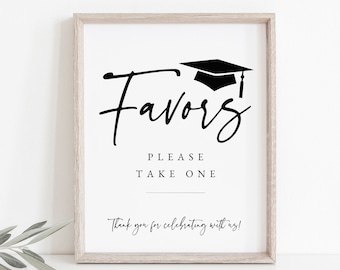 Graduation Favors Sign, Printable Graduation Party Favors Sign, Editable Graduation Favors Sign, Favors Graduation Sign, Templett, #GRD
