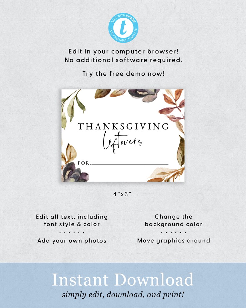 Leftover Sticker Thanksgiving Leftovers Sticker Template, Printable Friendsgiving ...