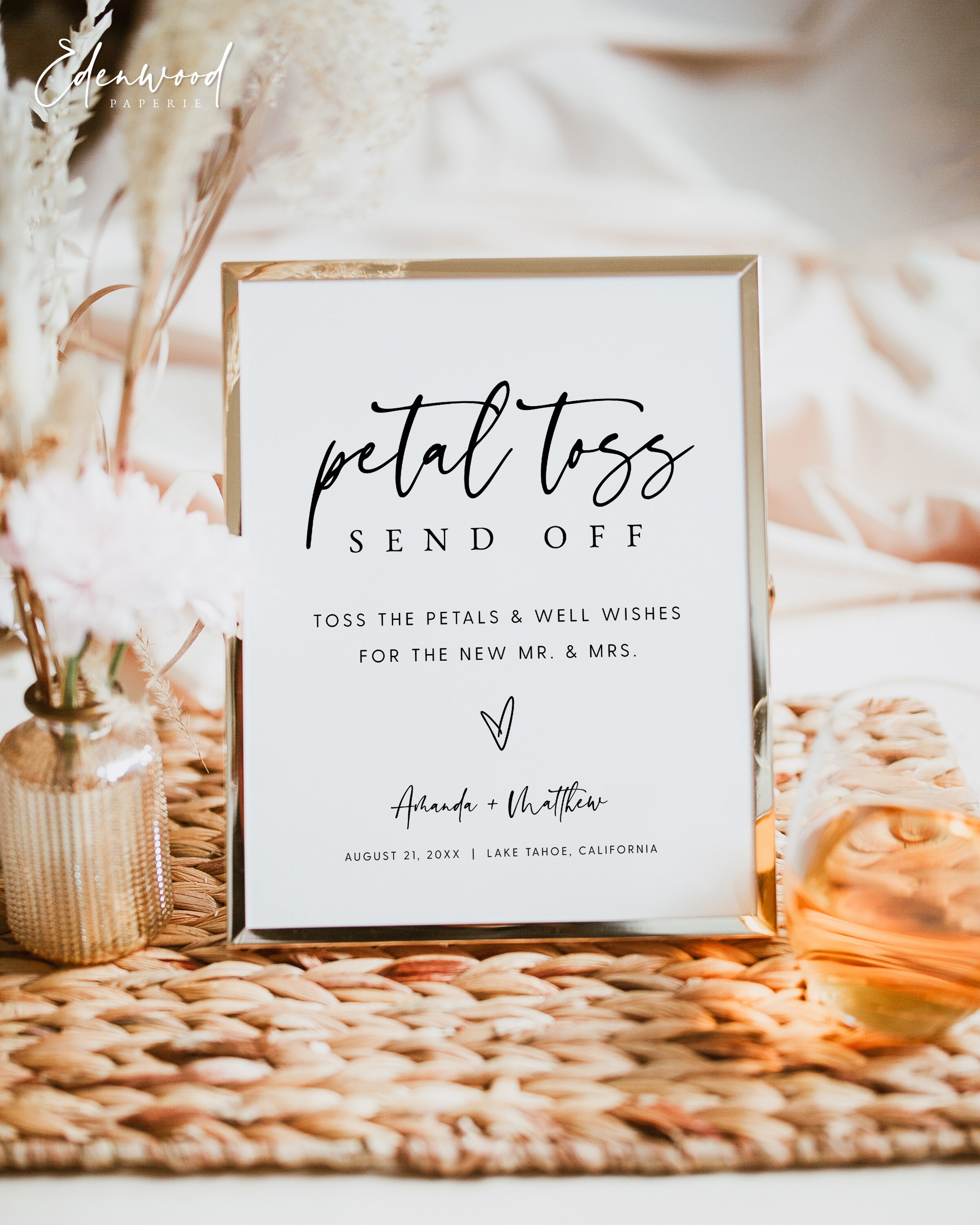 Petal Send Off Petal Toss Sign, Printable Wedding Petal Toss Send off Sign, Editable ...