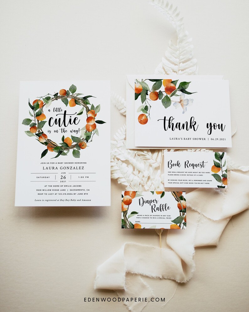 Clementine Cutie Baby Shower Invitation Template Printable Etsy