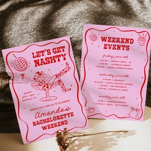 Nashville Bachelorette Itinerary, Last Rodeo Bachelorette Weekend Invite Template, Disco Cowgirl Bachelorette, Templett, #B02