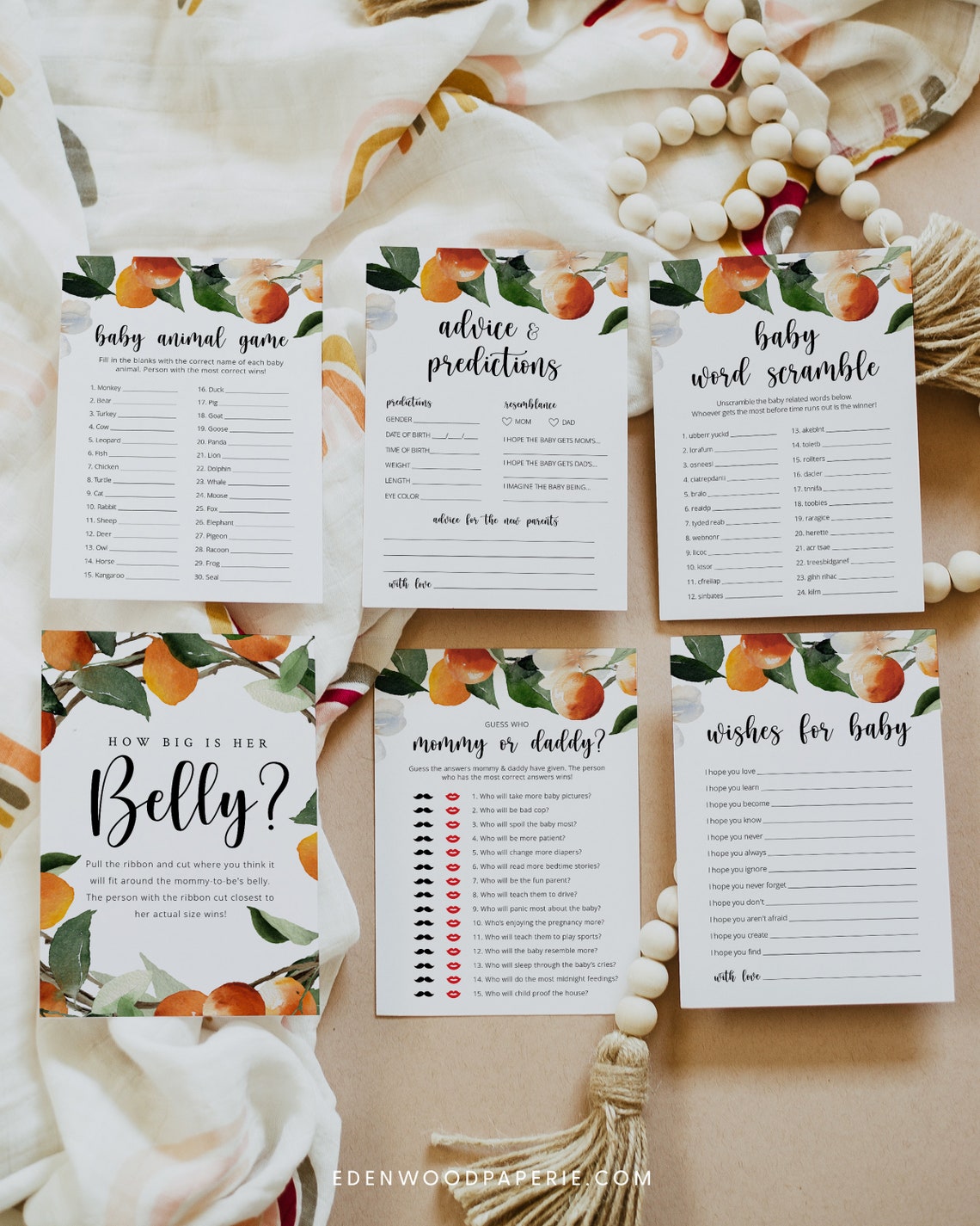 Clementine Cutie Baby Shower Game Bundle Printable Baby Etsy