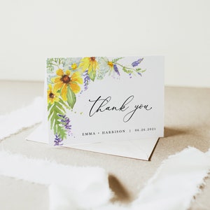 Wildflower Thank You Cards, Wedding Thank You Cards Template, Folded Wedding Thank You Cards, Printable Wedding Thank You Cards, 014 image 6