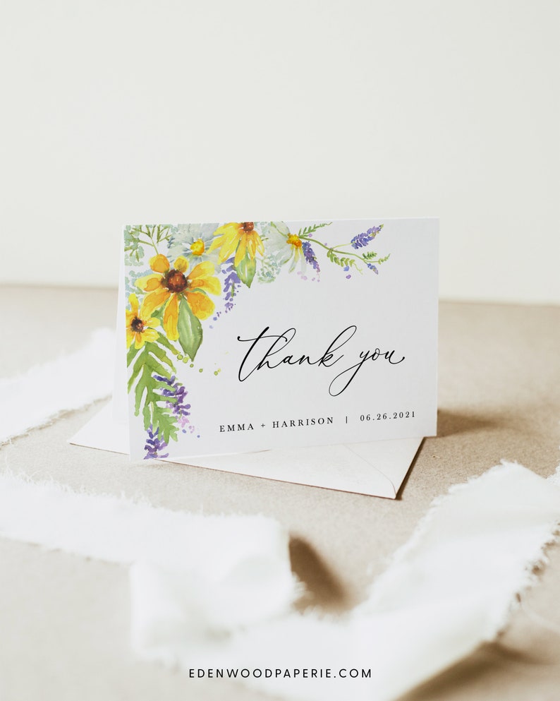 Wildflower Thank You Cards, Wedding Thank You Cards Template, Folded Wedding Thank You Cards, Printable Wedding Thank You Cards, 014 image 6