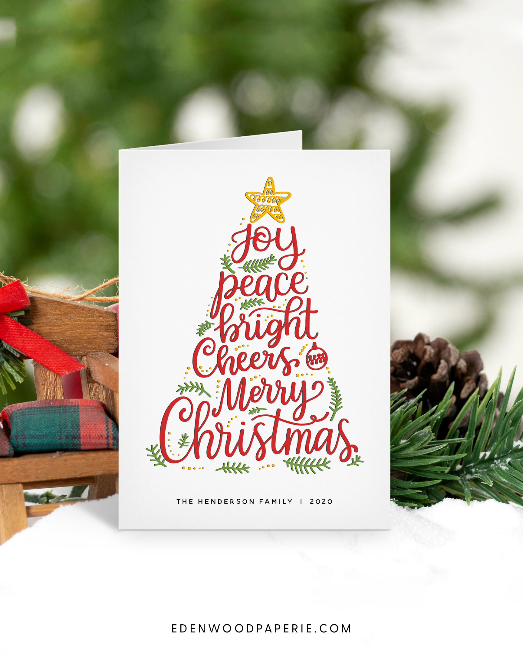 Folded Christmas Card Template, 5x7 Happy Holidays Greeting Card, Printable Christmas  Cards, Editable Christmas Card Download, Templett 