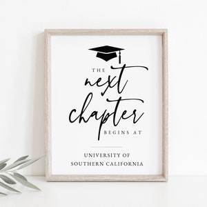 Graduation Next Chapter Begins At Sign, Printable Graduation Next Chapter Sign, Editable Graduation Sign, Graduation Sign, Templett, GRD image 1