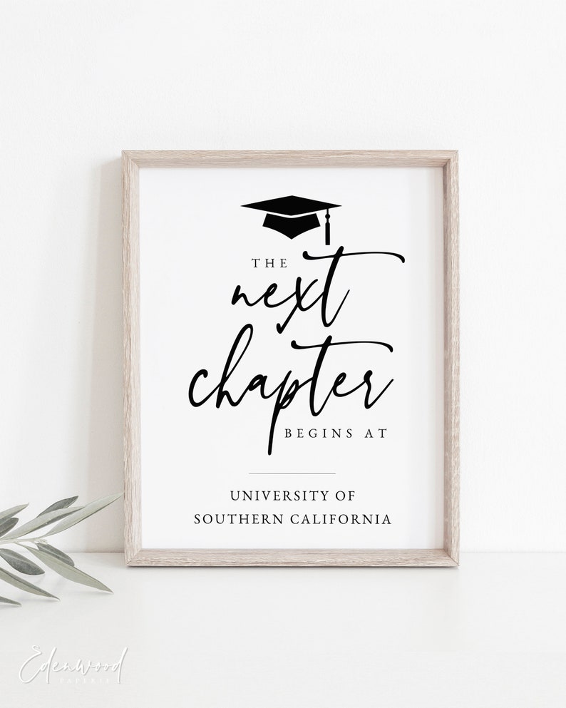 Graduation Next Chapter Begins At Sign, Printable Graduation Next Chapter Sign, Editable Graduation Sign, Graduation Sign, Templett, GRD image 1