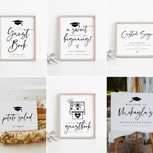 Graduation Signs Bundle, Printable Graduation Bundle, Graduation Table Signs, Editable Graduation Welcome Sign, Templett GRD image 3