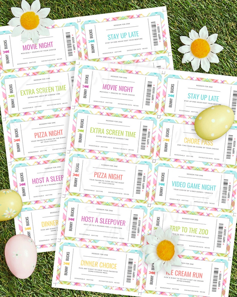 Easter Coupons, Easter Bunny Coupons, Printable Easter Egg Coupons for Kids, Editable Kids Coupon Book, Instant Download, Templett image 3