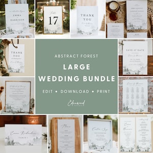 Mountain Wedding Invitation Bundle, Rustic Wedding Signs Bundle, Forest Wedding Invitation Set, Printable Wedding Suite, Templett, #022