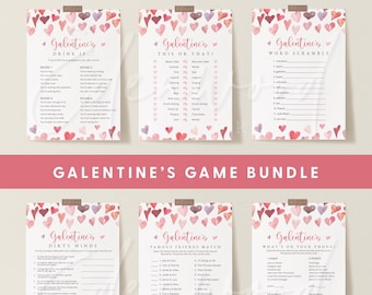 Galentine's Day Game Bundle, Printable Valentine's Day Party Games, Editable Galentine's Day Games, Girls Night Games, Templett, #V21