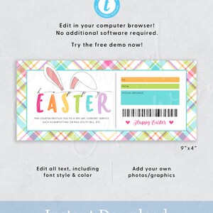 Easter Coupon, Easter Bunny Coupon, Printable Easter Coupon for Kids ...