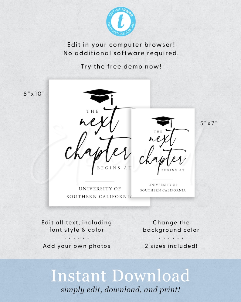 Graduation Next Chapter Begins at Sign, Printable Graduation Next ...
