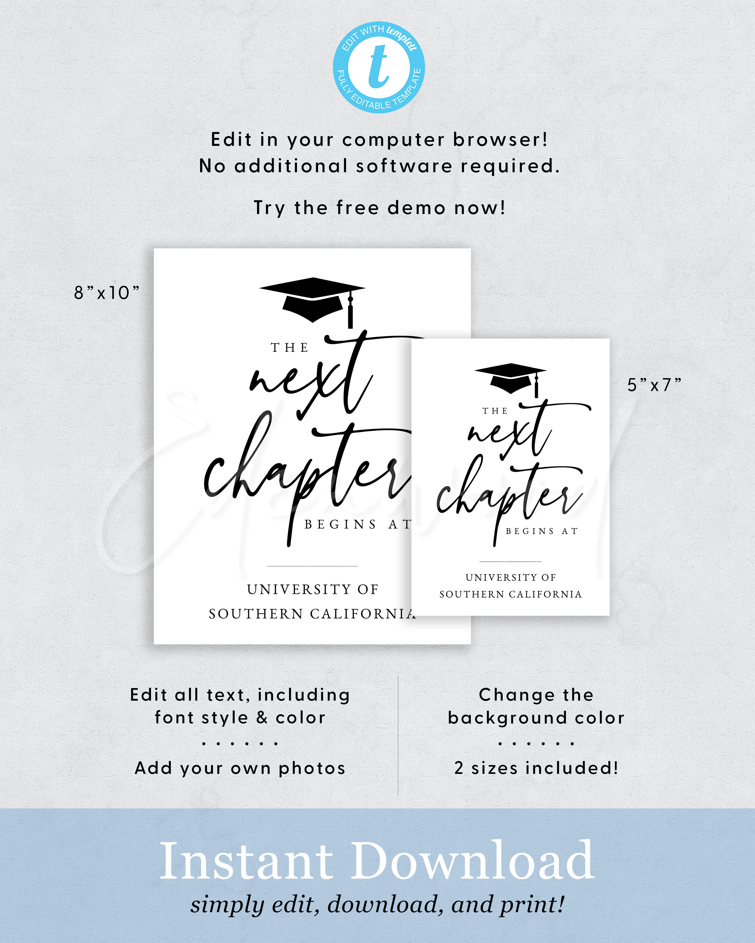Graduation Next Chapter Begins at Sign, Printable Graduation Next ...