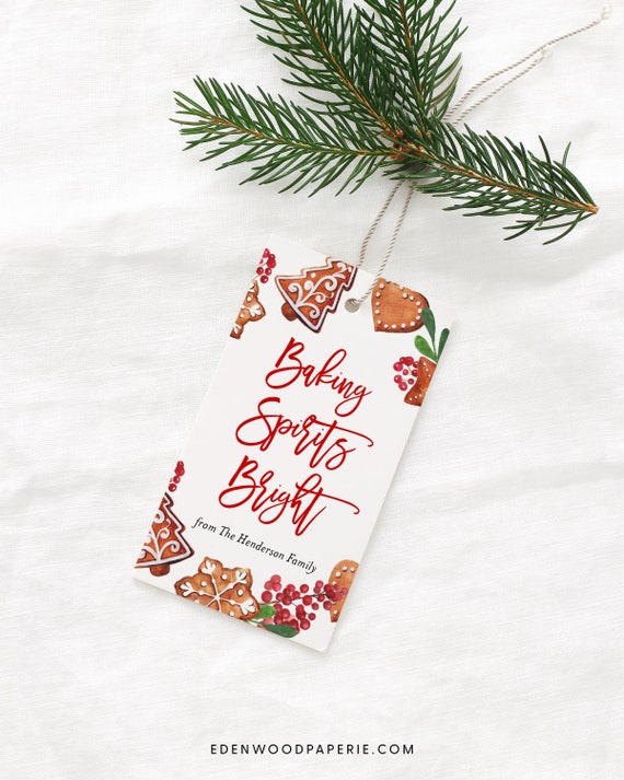 Christmas Cookie Gift Tag Printable Baking Spirits Bright | Etsy