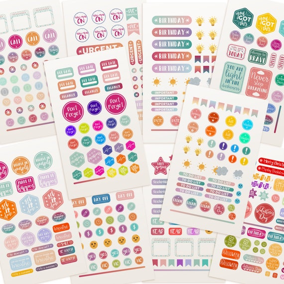 Value Pack 20 Sheets/826 Planner Stickers for Adults Any Activity Holiday  in Your Calendar Journal Agenda in 2020 & 2021 standard 